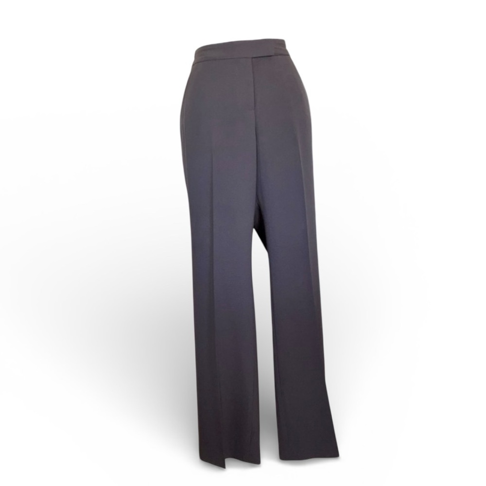 ANNE KLEIN taupe trousers, flat front, high waist, wide leg, side pockets. 6